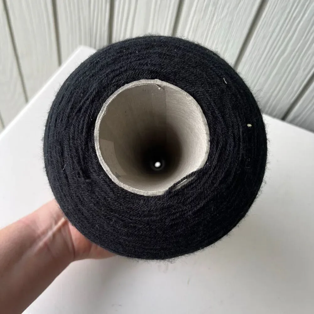 Tamm Black Acrylic Yarn Cone – 3-Ply, 15 oz – Vintage Craft Supply